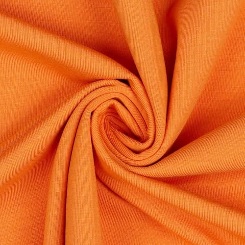VmG-Store Jersey Stoff UNI Meterware 75 Farben zum Nähen Baumwolljersey Nähstoff Kinderstoff 150 cm breit (024 I Orange)