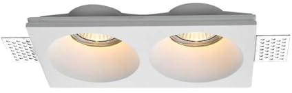 V-TAC Double Recessed Rectangular LED Spotlight Holder 2 x GU10 and GU5.3 (MR16) in Plaster with Clean Cut White