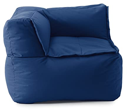 Lumaland Sitzsack-Lounge Modular Eckteil | Waschbare Sitzmöbel für Innenräume & Garten | Indoor & Outdoor Sitz-Garnitur | Wasserfester Ecksessel | Einfach erweiterbar 81x81x70cm [Dunkelblau]