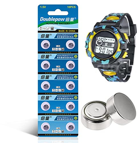 Batterie SR626SW - 377 Batterie 1.5V Montre Batterie,Lot de 10 Piles Bouton LR66 SR626SW LR626 AG4 377A pour chronomètre, jauge de Pression des pneus de Voiture Ereqeip