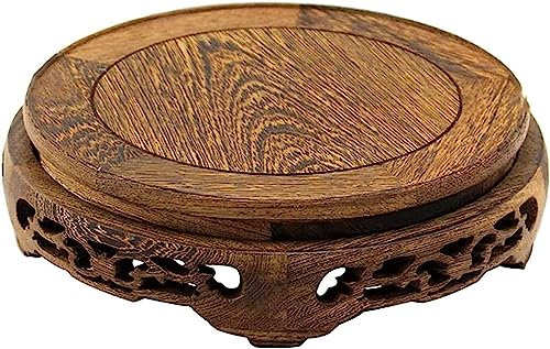Holzsockel, Holzständer zur Präsentation, Präsentationsständer, runder Furniersockel for Vase, Lampe, Teekanne, nicht drehbar, stabile Vasenständer zur Präsentation, 4 verschiedene Größen, Blumentopf-