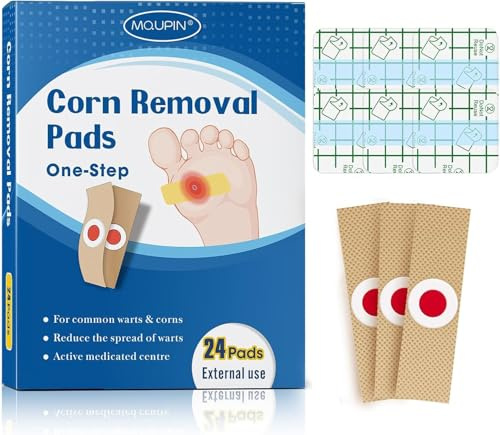Corn Pads, Wart, Foot Corn Patch, 24 Pcs Corn Pads, Corn Ideal for Relief Corn Pain and Foot Care, Corn Plasters with Hole for Feet, Hand, Toe
