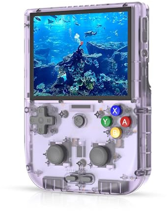 Daxceirry Consola de videojuegos portátil, pantalla táctil IPS de 4', Android 12, T618, batería de 5500 mAh, 5G, Wi-Fi, Bluetooth, disipación automática de calor, 128.GB, 3154 juegos, RG405V-T,morado