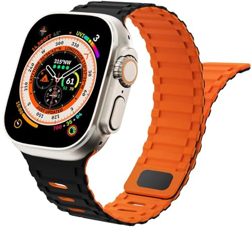 Magnet Sportarmband für Apple Watch Ultra Armband 49mm 44mm 45mm 42mm 46mm iWatch Armbänder 40mm 41mm 38mm Herren/Damen,Weiches Silikon Ersatz Band für Apfelband Series 10 9 8 7 6 5 4 3 2 SE Ultra 2
