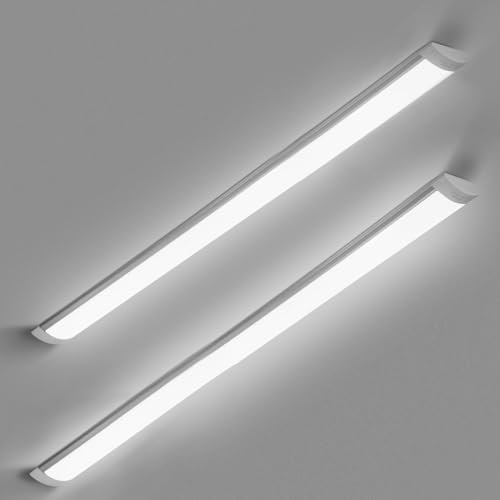 HUMIGA 2 Pack 5FT LED Batten Light, 50W 4500LM Slim Profile Wide Tube Lighting for Ceiling of Indoor Home Shop Office, Cool White 6500K
