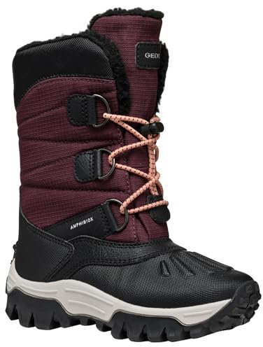 Geox J Himalaya Girl B AB, Scarpone da Neve, Bordeaux/Black, 30 EU