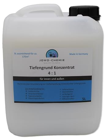 JOWO-CHEMIE Tiefengrund Konzentrat 1:4 (5L) für Verarbeitungfertigen Tiefengrund Grundierung Qualität für Profis