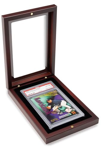 Leuchtturm 368023 Volterra Rahmen für PSA gegradete Sammelkarte, 12 x 17,5 x 3,3 cm, Display-Aufsteller mit Glas, Mahagoni