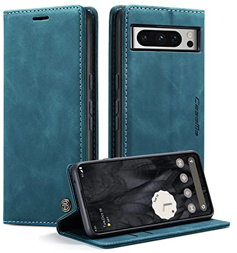 Cracedily Cover per Google Pixel 8 Pro Case, Custodia Cover Pelle Premium Portafoglio con Porta Carte Magnetica Supporto Protezione Flip Case Custodia per Google Pixel 8 Pro,Blu-verde