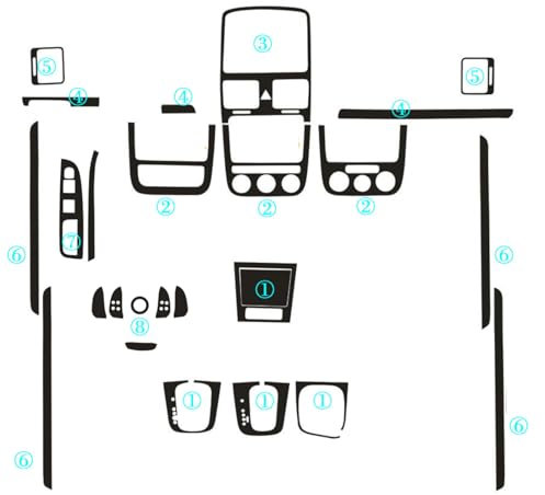 CWYINP Per VW,Per Golf 5 GTI MK5 Decalcomanie per adesivi per modanatura cambio colore per interni auto in fibra di carbonio per auto-styling 4 porte (Type C)