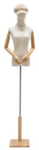 Weibliche Kleid Form Mannequin Torso, justierbarer Höhe 120-190cm, Kleidung Display Modell Körper Stand mit Kopf, hölzerne Arme und Basis zum Nähen von Kleidung, für Kleidung Kleid Schmuck Display