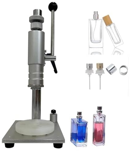 Tappatore Manuale per Bottiglie di Profumo, Tappatore per Bottiglie Spray da 13/15 mm con Altezza Regolabile, Pressa per Anello Collare con Tappo Spray da Tavolo per Profumo Plastica Metallo 13mm