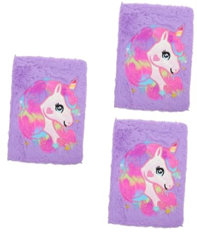 Vaguelly 3St Einhorn-Notizbuch schönes Tagebuch entzückendes Sammelalbum plüsch notizbuch Flauschiges Notizbuch Notizblöcke Tagebuch mit Plüscheinband kreativer Einhorn-Notizblock Karikatur