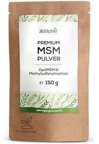 Sanuvit® - OptiMSM® MSM Pulver | 150 g Beutel | 99,9% hochreines Methylsulfonylmethan | mit Makenrohstoff OptiMSM® | organischer Schwefel | ohne Zusätze