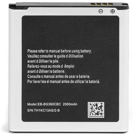 NEWASHAN Batterie EB-BG360CBC Compatible avec Samsung Téléphone Portable Galaxy Core Prime J2 VE SM-G360P G360F G361F G3606 G3608 G3609 EB-BG360BBE 2000mAh 3,85V Rechargeable Li-ION Accu Pile