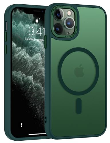 BENTOBEN Coque pour iPhone 11 Pro Magnétique Etui avec Protection Antichoc de Grade Militaire,Dos Mat Grivé Translucide Anti Rayures Doux pour la Peau Housse iPhone 11 Pro 5.8-Vert