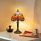 Mengjay Tischlampe,Vintage Nachttischlampe Wohnzimmer Tischleuchte,Bunte Glas Lampenschirm,E27 Nachtlampe Leselampe,Schlafzimmer Deko Lampe,Jugendstil Tischlampe (A)