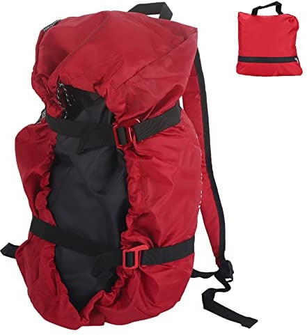 Ejoyous Seilsack für Kletterseile, Kletterseil Tasche Seilrucksack mit Faltbarem Schultergurt Wasserdichter Bergsteigen Schulter Rucksack für Outdoor-Camping und Wandern (Rot)