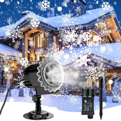 YAZEKY Proyector Navidad Exterior Interior, IP65 Impermeable Proyector Luces Navidad Copos de Nieve Exterior y Interior, Luces de LED Decoracion para Fiestas, Valentín, Boda (negro)
