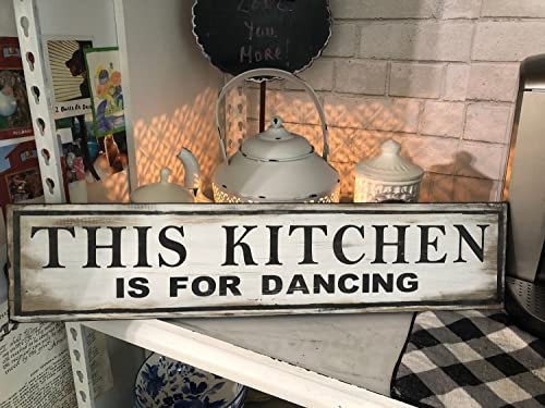 Letrero rústico con texto en inglés This Kitchen is Made for Dancing. Divertido letrero familiar para decoración del hogar, cocina, sala de estar, comedor, dormitorio, arte, pared, puerta, tienda,