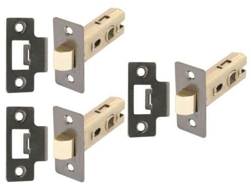 DIRECT DOOR HANDLES.® 63mm Tubular Mortice Latch (CE Fire Rated) with Striker Plate, Black Nickel for Internal Timber Doors (Pack of 3no.)