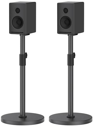 Heavy Duty Universal Bookshelf Speaker Stands Height Adjustable Max to 37.5 for Edifier, KRK, Klipsch, Polk, Yamaha, Sony Bookshelf Speakers, Surround Sound Speaker Stands with Cable Management