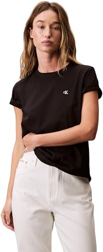 Calvin Klein Camiseta de Manga Corta Mujer Archive Jersey tee con Cuello Redondo, Negro (Black), M