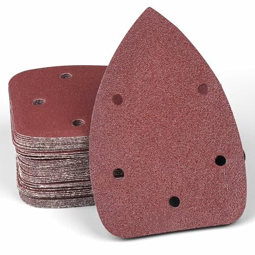 40PCS Mouse Sanding Pads, Mouse Sander Pads P40 Grits,Multi Tool Sanding Pads,5 Holes Triangle Sandpaper for Black and Decker Mouse Sander Pads