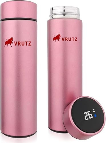 VRUTZ Smart Flask for Hot and Cold Drink with Temperature Display Stainless Steel Thermo Flask for Boiled Water Bottles Insulated Milk Tea Coffee Travel Mug 500ml (Pink)