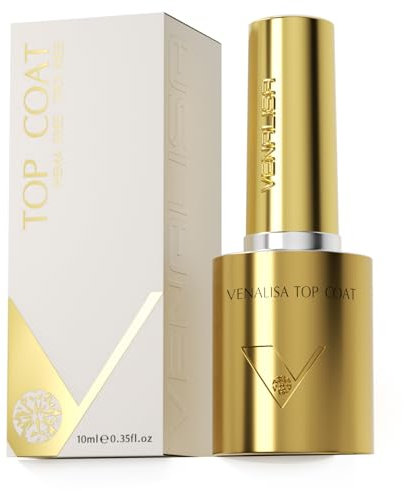 VENALISA Gel Nail Polish 10ml No Wipe Top Coat New Formula High Gloss Scratch Resistant Long Lasting Soak Off Gel Tempered Top Coat for Nail Art DIY Manicure Salon and Home Use