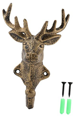 OUNONA 2stücke Gusseisen Reh Wand Dekoration Rustikale Rehhaken Wanddekor Rehmotiv Innen Außen Nutzung Geweih Wand Wandhaken
