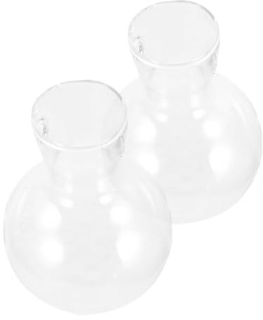 CIYODO 2stücke Teiliges Klare Glasvasen Aus Hochwertigem Borosilikat Mit Holzständer Hydroponische Hängende Pflanzgefäße Für Indoor-Terrarium Dekorative Tischvasen Für Wohn Bürodekoration