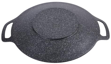 TOPINCN Korean BBQ Grill Pan Multifunctional NOT -Stick Coating for Gas and Induction Cooker Black (34cm)