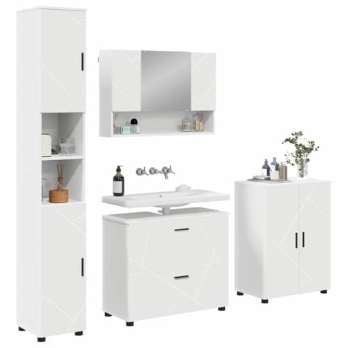 vidaXL Bathroom Furniture Set with Drawer 4 pcs White 30 x 35 x 192 cm,