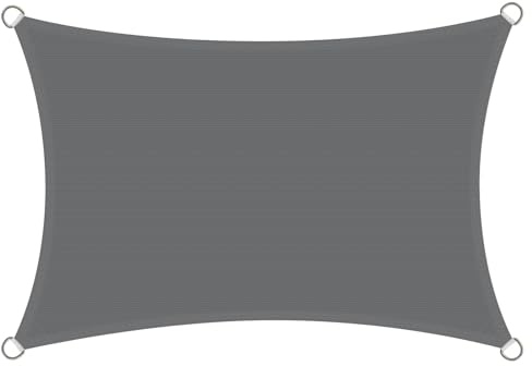 Rivenlo Voile d’ombrage Rectangulaire 3x5 m - Toile Ombrage Extérieur 5x3 m HDPE Respirant (185g/m²) Voile Ombrage avec 98% de Protection UV pour Patio Jardin Pergola, Anthracite