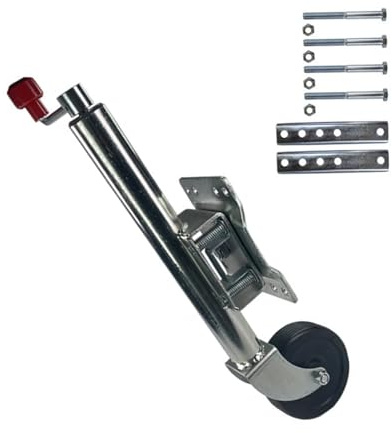 WUHGI Heavy Duty Marine Swivel Trailer Jack - Folding Trailer Jack, Swivel Trailer Jockey Wheel, Robust Boat Trailer Jockey Wheel With 15cm Wheels, 25cm Stroke, 540kg, For Boat, Caravan,car