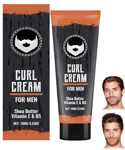 Revolution Hair Curl Cream für Männer, Sandelholz-Lockencrème mit Sheabutter, Stylingcreme für lockiges Haar, um natürliche Locken und gewelltes Haar zu betonen, zu definieren und zu formen