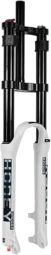 CFDZCP Fourches pour vélo Fourche Pneumatique De Descente VTT DH/XC À Double Épaule De 26, 27,5 Et 29 Pouces, Course De 140 Mm, Réglage du Rebond, Frein À Disque Droit 1/1-8(White,27.5inch)