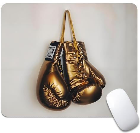 Mouse Pad Golden Gloves Sports Punch Computer Mouse Pad Decor Durable Table Mat, For Travel, Laptop, Computer, 25x30cm