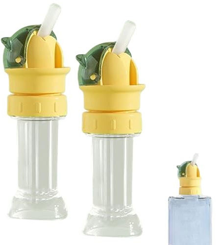 Water Bottle Spout Conversion Cap with Straw, Universal Fit for Juice & Water Bottles, Spill-Proof Flip Top Cover (Green * 2)