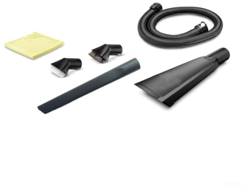 Wet Dry Vacuum Car Cleaning Kit for Karcher Home & Garden, 1.5m Hose, Long Crevice Tool, Upholstery Brushes, Microfiber Cloth, 6 Parts