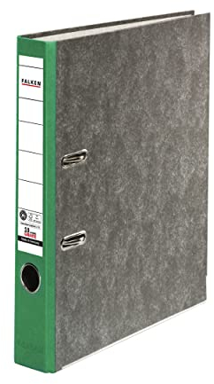 Original Falken Recycling-Ordner Wolkenmarmor. Made in Germany. 5 cm schmal DIN A4 grüner Rücken Ringordner Aktenordner Briefordner Büroordner Pappordner CO2-Neutral Blauer Engel