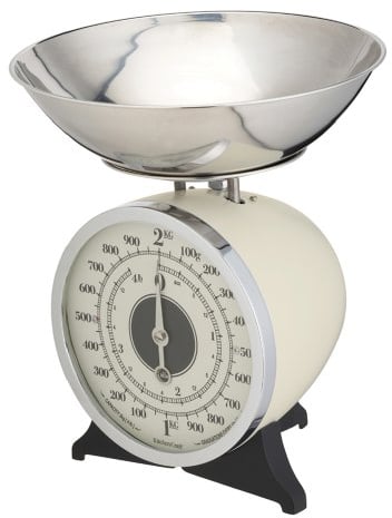 KitchenCraft Classic Collection Mechanical Kitchen Scales with Bowl, Cream, 2 kg Capacity