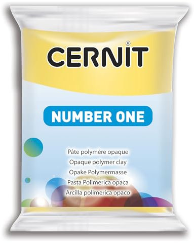 CERNIT CE0900056700C - Un Pain de Pâte Polymère Number one - Pâte à Modeler à Cuire - Couleur jaune - Bloc de 56 g