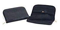 Connoisseurs Leather Jewelry Carrying Clutch, Black