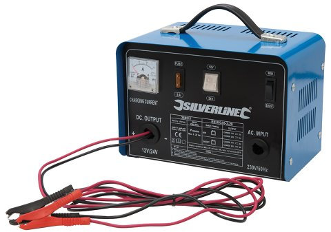 Silverline 268317 Battery Charger 12/24 V for 12-70 Ah Batteries
