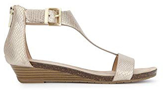 Kenneth Cole REACTION Women's Great Gal T-Strap Wedge Sandal, Soft Gold, 5 M US