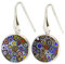 Glass Of Venice Italienische Muranoglas-Ohrringe, baumelnd, rund, mehrfarbig, Millefiori-Blume aus Sterlingsilber, Muranoglas-Ohrringe für Damen