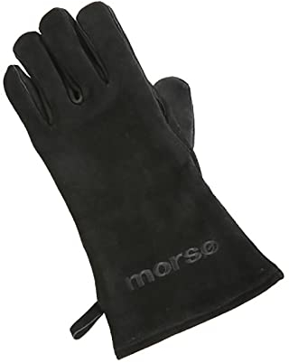 Morsø Fire and Grill Glove, Left Hand, Heat Resistant Leather, Scandinavian Lifestyle for Indoor and Outdoor Use, Black
