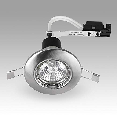 MiniSun | Modern Brushed Chrome GU10 Ceiling Downlight Fitting | Ceiling Lighting, Home Décor & Improvement Essential | Mains Wired